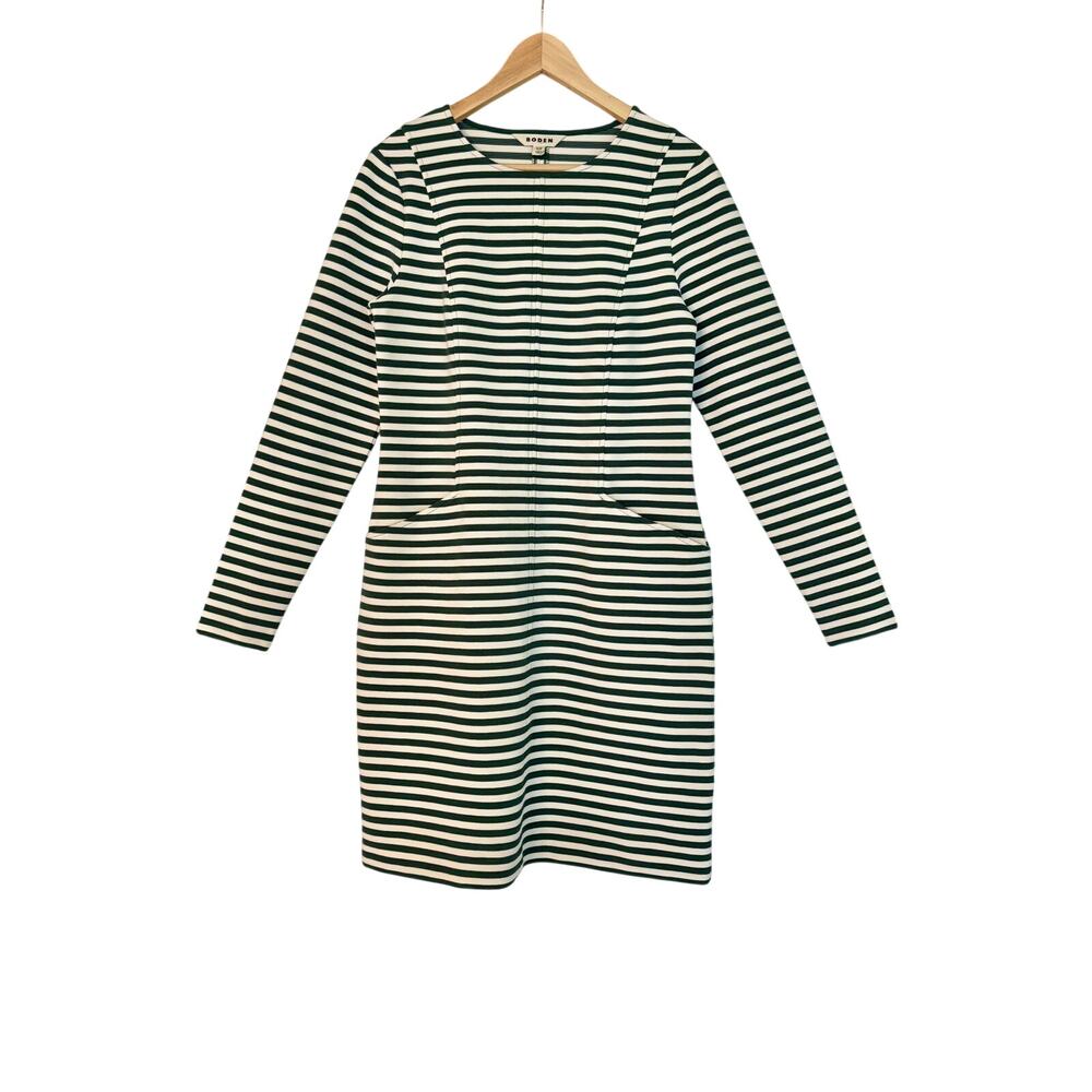 $199 Boden Striped Long Sleeve Midi Dress Preppy Nautical Corpcore Size 8